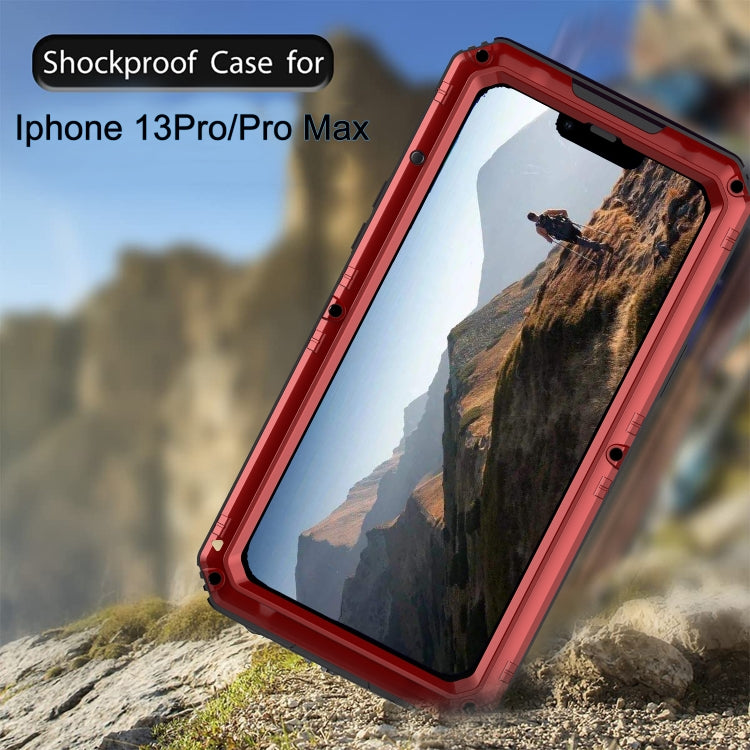 For iPhone 13 Pro Max Shockproof Waterproof Dustproof Metal + Silicone Phone Case with Screen Protector (Red) - iPhone 13 Pro Max Cases by buy2fix | Online Shopping UK | buy2fix