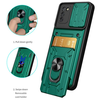 For Samsung Galaxy A02s EU Version Camera Cover Phone Case with Card Slot & Holder(Black) by buy2fix