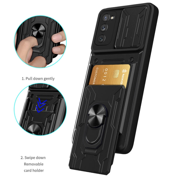 For Samsung Galaxy S20 FE Camera Cover Phone Case with Card Slot & Holder(Black) by buy2fix