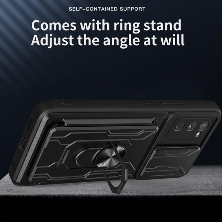 For Samsung Galaxy S20 FE Camera Cover Phone Case with Card Slot & Holder(Black) by buy2fix