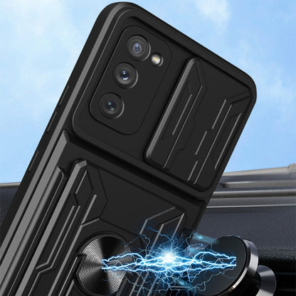 For Samsung Galaxy S20 FE Camera Cover Phone Case with Card Slot & Holder(Black) by buy2fix