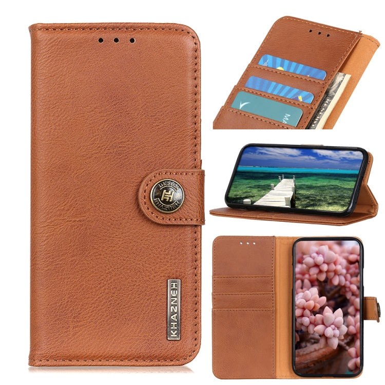 For Samsung Galaxy A73 5G KHAZNEH Cowhide Texture Horizontal Flip Leather Phone Case(Brown) by buy2fix