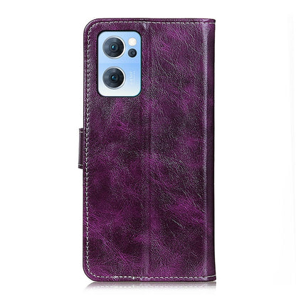 For OPPO Reno7 5G Retro Crazy Horse Texture Horizontal Flip Leather Phone Case(Purple) - OPPO Cases by buy2fix | Online Shopping UK | buy2fix