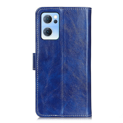 For OPPO Reno7 5G Retro Crazy Horse Texture Horizontal Flip Leather Phone Case(Blue) - OPPO Cases by buy2fix | Online Shopping UK | buy2fix