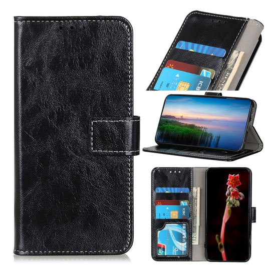 For OPPO Reno7 5G Retro Crazy Horse Texture Horizontal Flip Leather Phone Case(Black) - OPPO Cases by buy2fix | Online Shopping UK | buy2fix