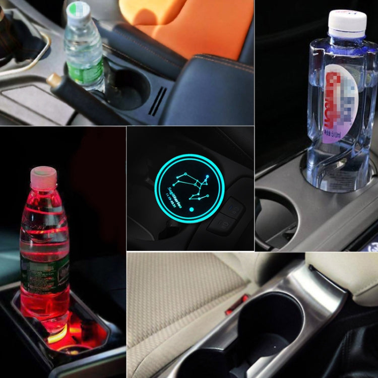 2 PCS Car Constellation Series AcrylicColorful USB Charger Water Cup Groove LED Atmosphere Light(Sagittarius) by buy2fix