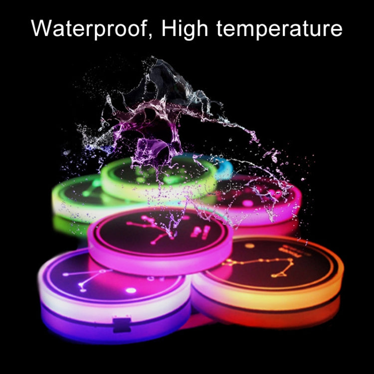 2 PCS Car Constellation Series AcrylicColorful USB Charger Water Cup Groove LED Atmosphere Light(Leo) by buy2fix