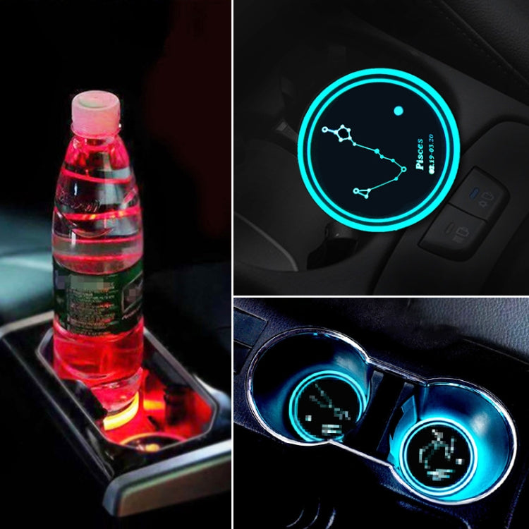 2 PCS Car Constellation Series AcrylicColorful USB Charger Water Cup Groove LED Atmosphere Light(Pisces) - In Car by buy2fix | Online Shopping UK | buy2fix