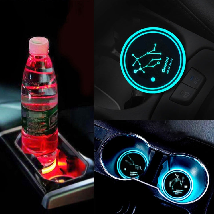 2 PCS Car Constellation Series AcrylicColorful USB Charger Water Cup Groove LED Atmosphere Light(Gemini) by buy2fix
