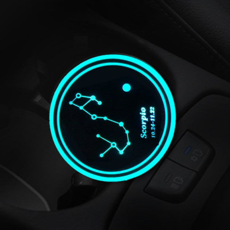 2 PCS Car Constellation Series AcrylicColorful USB Charger Water Cup Groove LED Atmosphere Light(Scorpio) by buy2fix