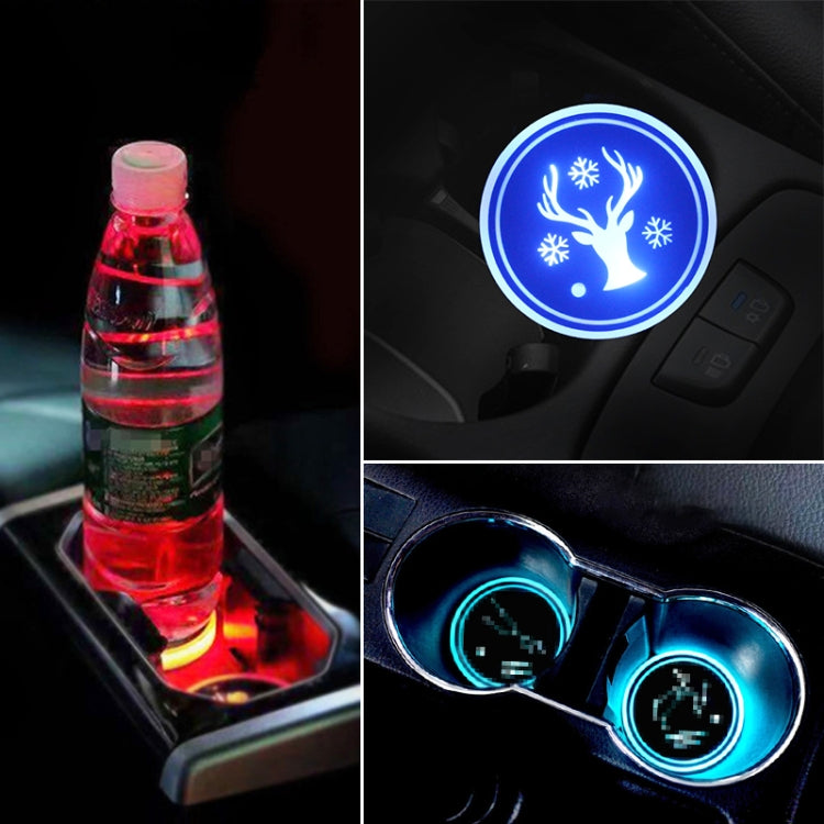 Car AcrylicColorful USB Charger Water Cup Groove LED Atmosphere Light(Christmas Deer) by buy2fix