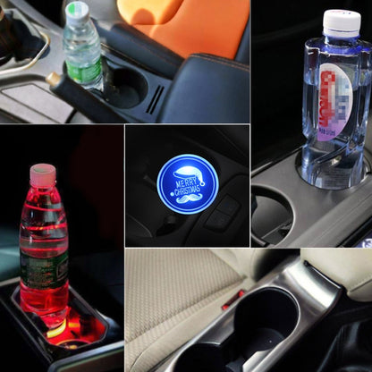 Car AcrylicColorful USB Charger Water Cup Groove LED Atmosphere Light(Christmas Hat) by buy2fix