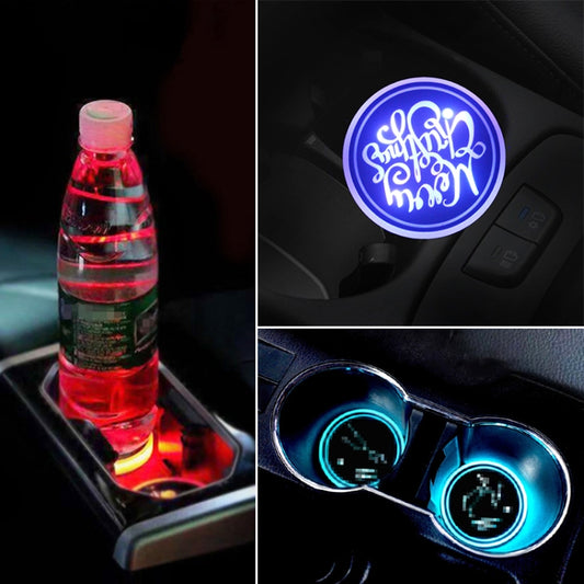 Car AcrylicColorful USB Charger Water Cup Groove LED Atmosphere Light(English Christmas) by buy2fix
