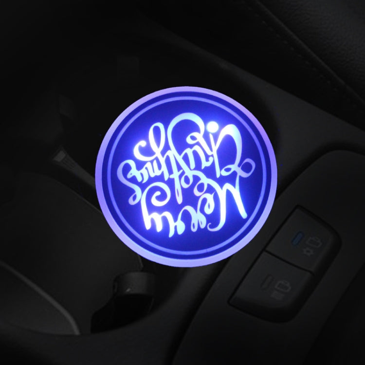 Car AcrylicColorful USB Charger Water Cup Groove LED Atmosphere Light(English Christmas) by buy2fix