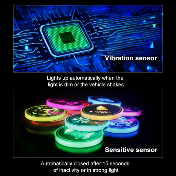 Car AcrylicColorful USB Charger Water Cup Groove LED Atmosphere Light(English Christmas) by buy2fix
