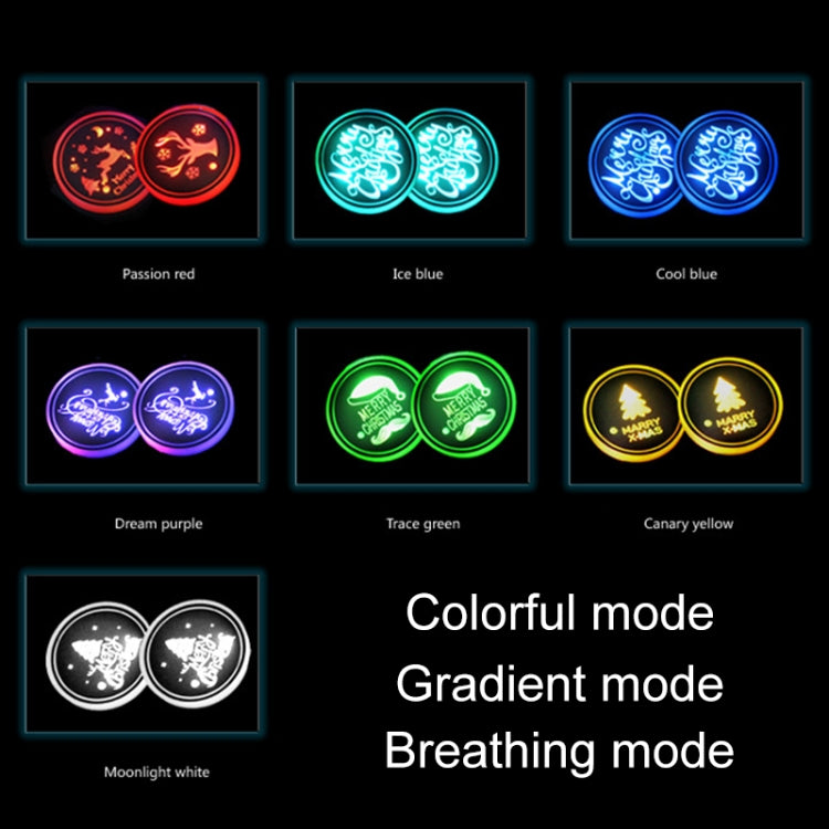 Car AcrylicColorful USB Charger Water Cup Groove LED Atmosphere Light(English Christmas) by buy2fix