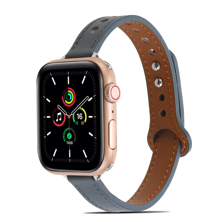 Double Rivets Leather Watch Band for Apple Watch Ultra 49mm&Watch Ultra 2 49mm / Series 9&8&7 45mm / SE 3&SE 2&6&SE&5&4 44mm / 3&2&1 42mm(Blue) by buy2fix