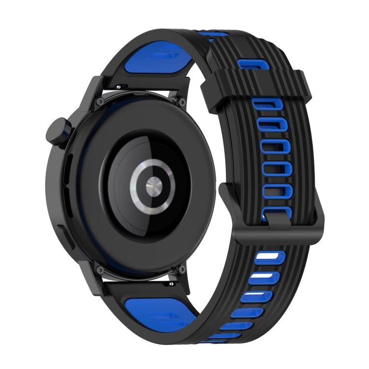 For Huawei Watch GT 3 42mm 20mm Two-color Stripe Silicone Watch Band(Black Blue) by buy2fix
