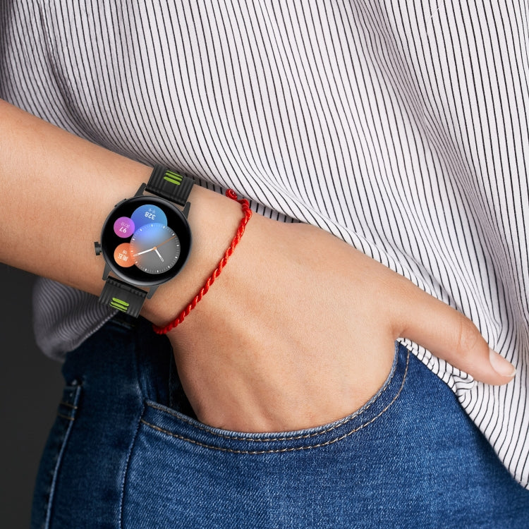 For Huawei Watch GT 3 42mm 20mm Two-color Stripe Silicone Watch Band(Black Dark Grey) by buy2fix