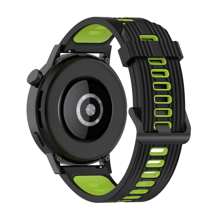 For Huawei Watch GT 3 46mm 22mm Two-color Stripe Silicone Watch Band(Black Lime Green) by buy2fix