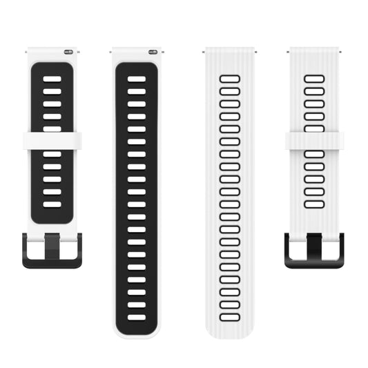 For Samsung Galaxy Watch4/Active2 20mm Two-color Stripe Silicone Watch Band(White Black) by buy2fix