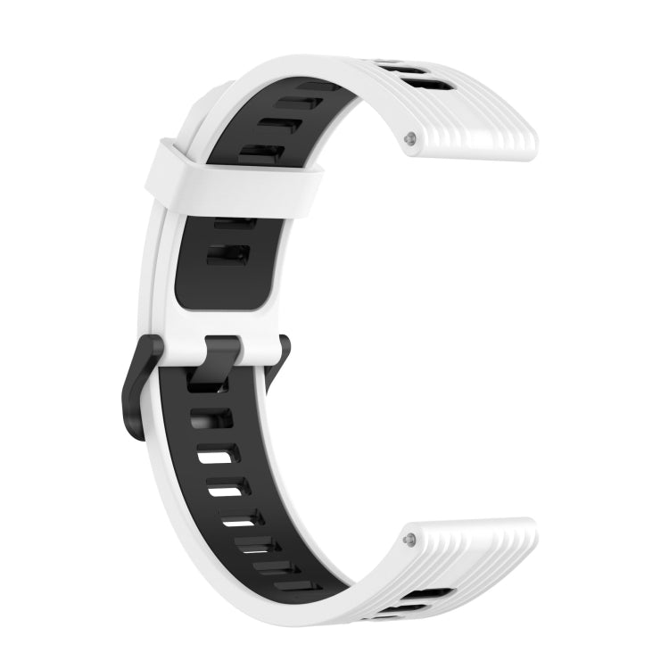 For Samsung Galaxy Watch4/Active2 20mm Two-color Stripe Silicone Watch Band(White Black) by buy2fix