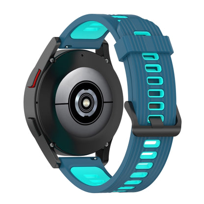 For Samsung Galaxy Watch4/Active2 20mm Two-color Stripe Silicone Watch Band(Blue Mint Green) by buy2fix