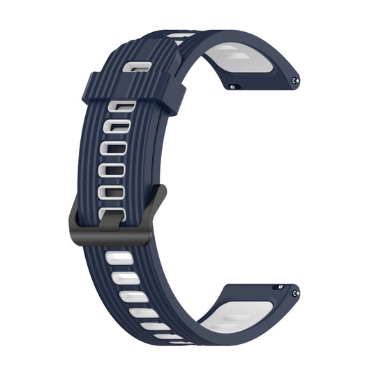 For Samsung Galaxy Watch4/Active2 20mm Two-color Stripe Silicone Watch Band(Midnight Blue White) by buy2fix