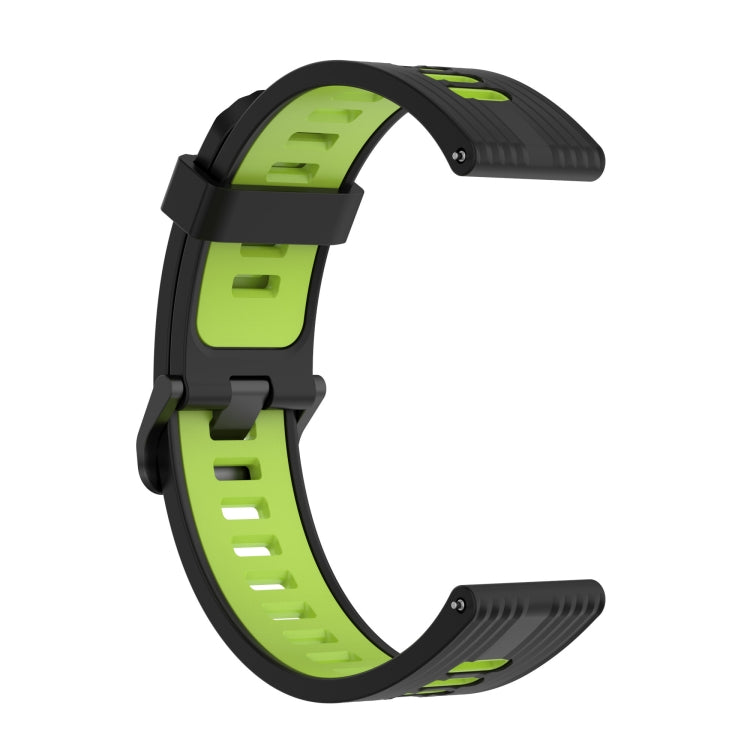 For Huawei Watch GT Runner 22mm Two-color Stripe Silicone Watch Band(Black Lime Green) by buy2fix