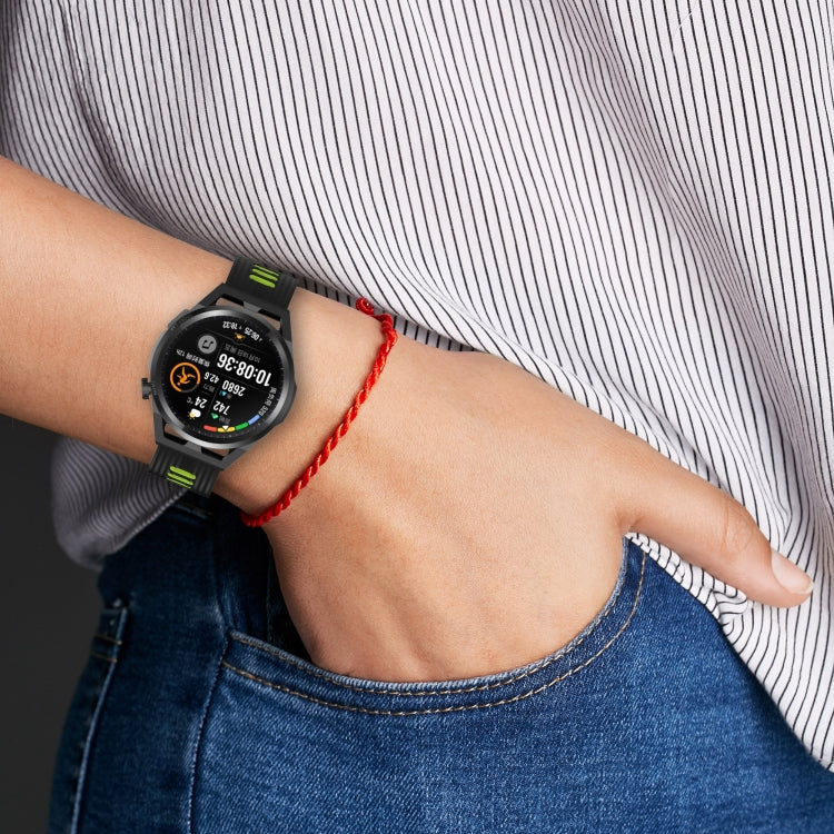 For Huawei Watch GT Runner 22mm Two-color Stripe Silicone Watch Band(Red Black) by buy2fix