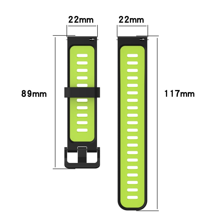 For Amazfit GTR 3/GTR 3 Pro/GTR 2 22mm Two-color Stripe Silicone Watch Band(Black Lime Green) by buy2fix