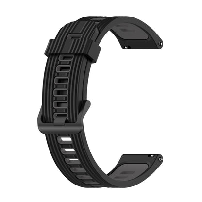 For Amazfit GTR 3/GTR 3 Pro/GTR 2 22mm Two-color Stripe Silicone Watch Band(Black Dark Grey) - Watch Bands by buy2fix | Online Shopping UK | buy2fix