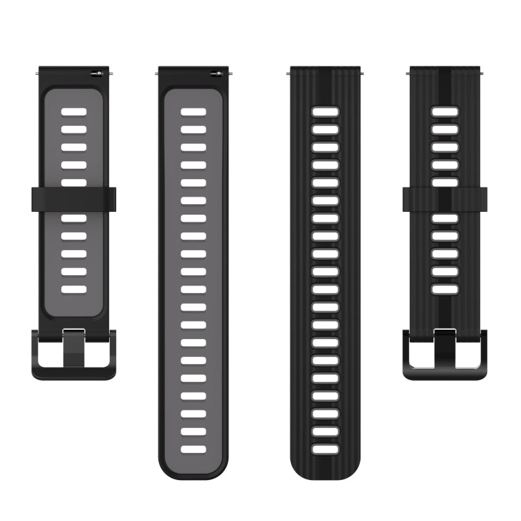 For Amazfit GTR 3/GTR 3 Pro/GTR 2 22mm Two-color Stripe Silicone Watch Band(Black Dark Grey) by buy2fix