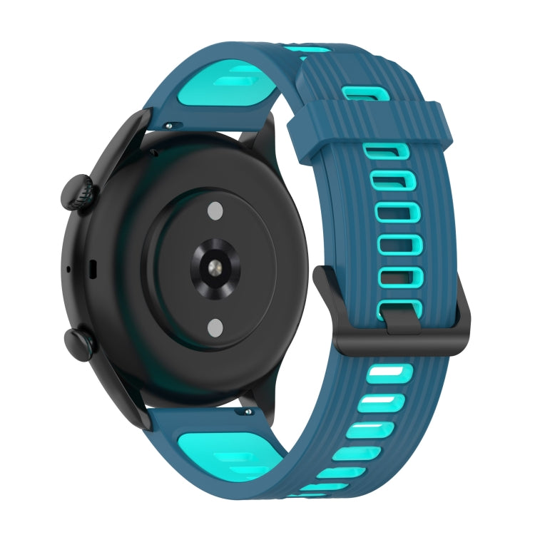 For Amazfit GTR 3/GTR 3 Pro/GTR 2 22mm Two-color Stripe Silicone Watch Band(Blue Mint Green) by buy2fix