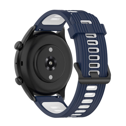 For Amazfit GTR 3/GTR 3 Pro/GTR 2 22mm Two-color Stripe Silicone Watch Band(Midnight Blue White) by buy2fix