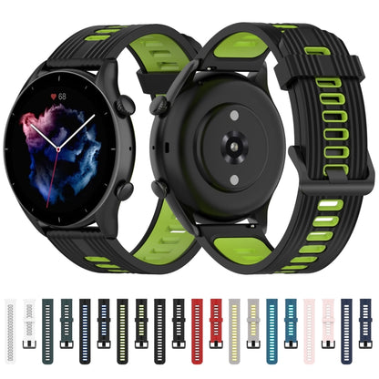 For Amazfit GTR 3/GTR 3 Pro/GTR 2 22mm Two-color Stripe Silicone Watch Band(Blue Mint Green) by buy2fix