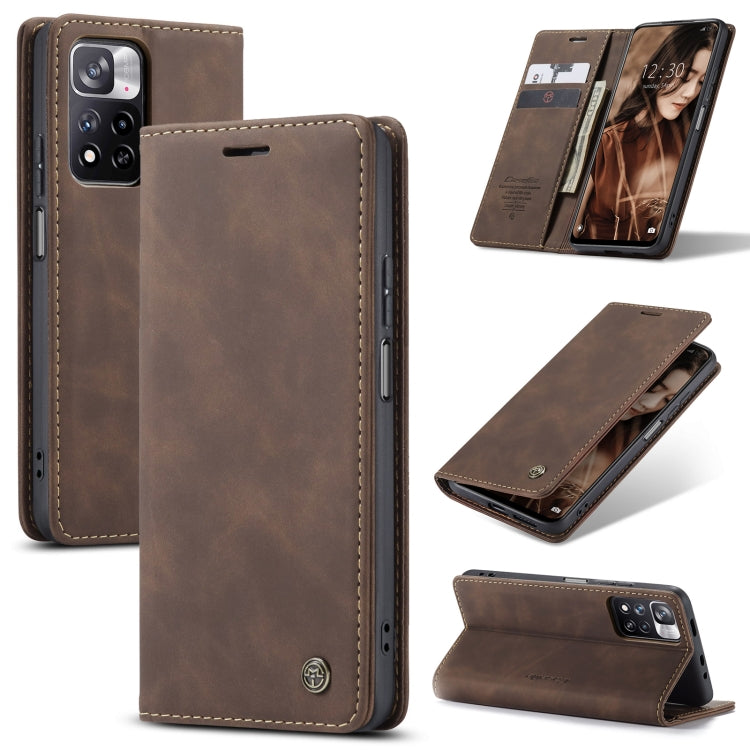 For Xiaomi Redmi Note 11 Pro Global/Redmi Note 11 Pro 5G Global CaseMe 013 Multifunctional Horizontal Flip Leather Phone Case(Coffee) - Xiaomi Accessories by CaseMe | Online Shopping UK | buy2fix