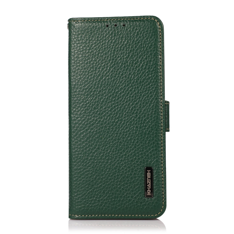 For Xiaomi Mi 11 Lite 5G / Mi 11 Lite KHAZNEH Side-Magnetic Litchi Genuine Leather RFID Phone Case(Green) - Xiaomi Cases by buy2fix | Online Shopping UK | buy2fix