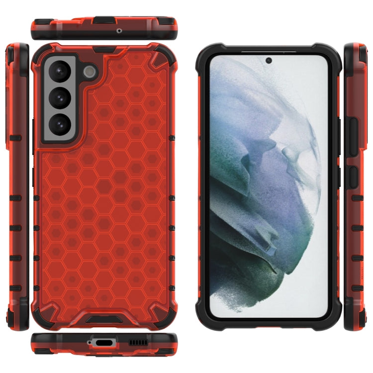 For Samsung Galaxy S22 5G Honeycomb PC + TPU Phone Case(Red) - Galaxy S22 5G Cases by buy2fix | Online Shopping UK | buy2fix