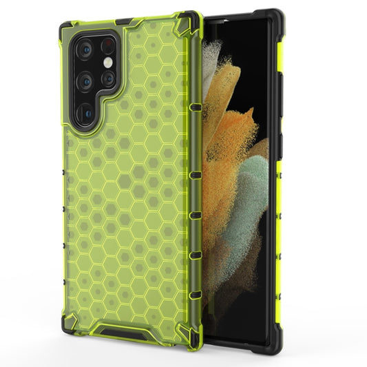 For Samsung Galaxy S22 Ultra 5G Honeycomb PC + TPU Phone Case(Green) by buy2fix