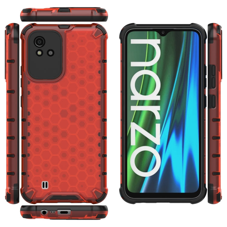 For OPPO Realme Narzo 50 4G Honeycomb PC + TPU Phone Case(Red) - Realme Cases by buy2fix | Online Shopping UK | buy2fix
