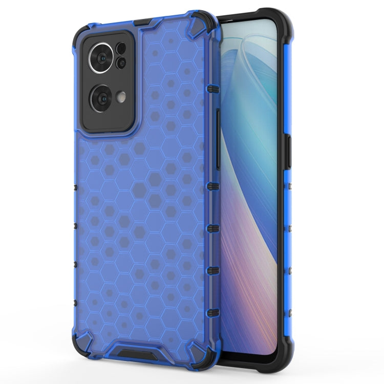 For OPPO Reno7 Pro 5G Honeycomb PC + TPU Phone Case(Blue) - OPPO Cases by buy2fix | Online Shopping UK | buy2fix