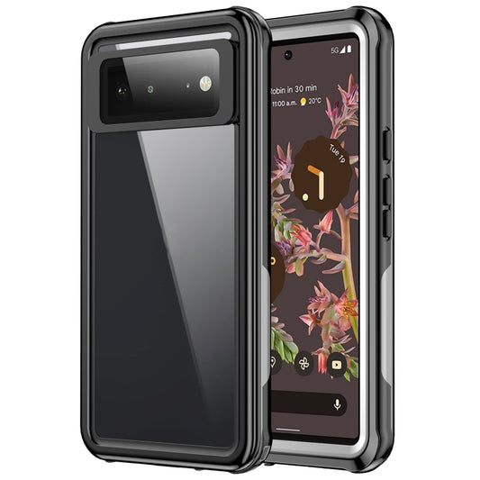 For Google Pixel 6 Life Waterproof Dustproof Shockproof Transparent Acrylic Protective Phone Case(Black) - Google Cases by buy2fix | Online Shopping UK | buy2fix