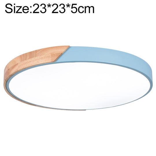 Wood Macaron LED Round Ceiling Lamp, Stepless Dimming, Size:23cm(Blue)