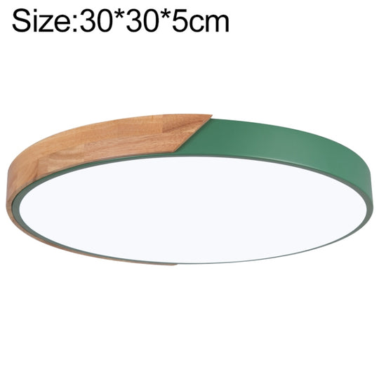 Wood Macaron LED Round Ceiling Lamp, Stepless Dimming, Size:30cm(Green)