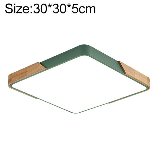 Wood Macaron LED Square Ceiling Lamp, Stepless Dimming, Size:30cm(Green)