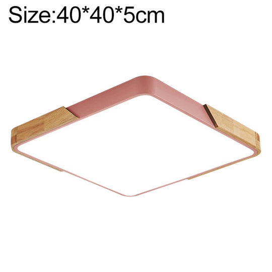 Wood Macaron LED Square Ceiling Lamp, Stepless Dimming, Size:40cm(Pink)