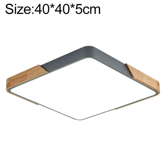 Wood Macaron LED Square Ceiling Lamp, Stepless Dimming, Size:40cm(Grey)