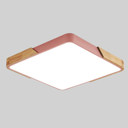 Wood Macaron LED Square Ceiling Lamp, Stepless Dimming, Size:50cm(Pink) by buy2fix