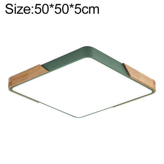 Wood Macaron LED Square Ceiling Lamp, Stepless Dimming, Size:50cm(Green)